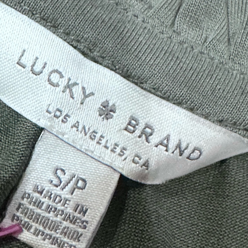 Lucky Brand *Green* Sandwash Ruffled Peasant Top - Picture 10 of 14